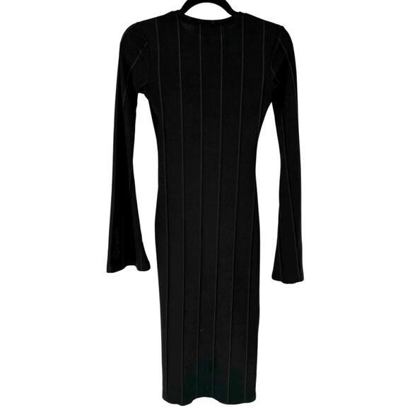 Kendall & Kylie Black Ribbed Bell Sleeve Bodycon Midi Dress Size XS - Picture 4 of 5
